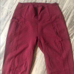 Maroon Til You Collapse Heart Booty Leggings